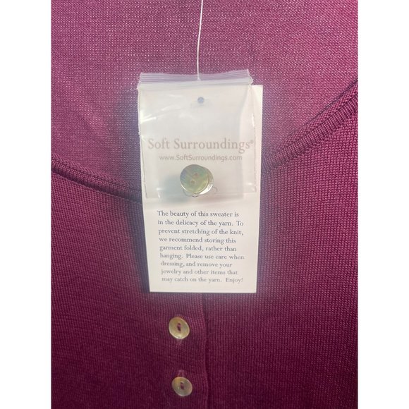Soft Surroundings Burgundy Red Pima Cotton Button Front Sweater Size Medium - Picture 2 of 4